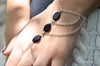 Chloe Hand Chain Bracelet Silver Onyx